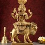 Pure Brass Pratyangira Devi Bhadrakali Statue - 19" Antique Tone | Fierce Divinity | Intricately Crafted | Powerful Protection | Narasimhi Simhamukhi Atharvana